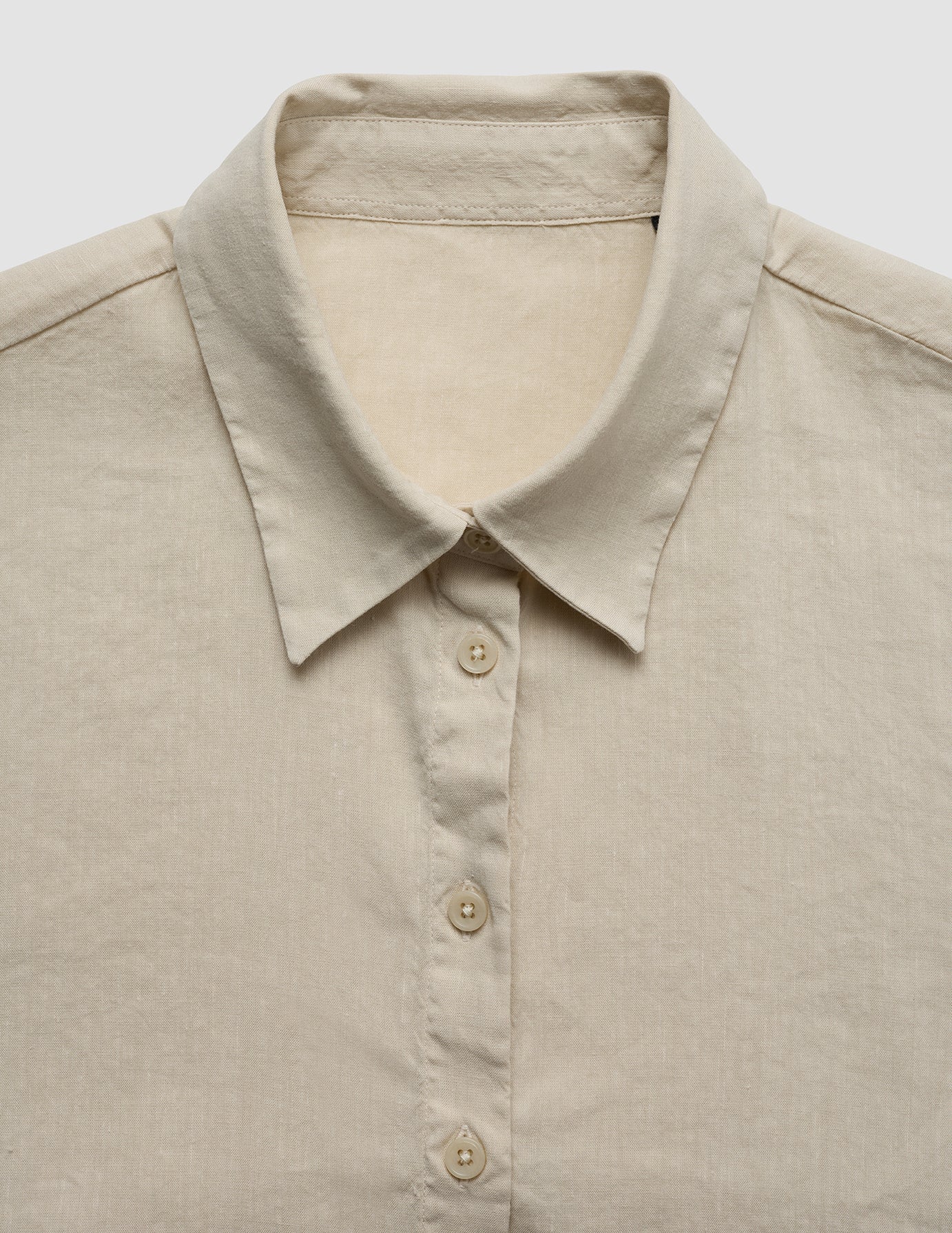 Linen Set Sandy Beige Short Sleeved Shirt & Relaxed Pants